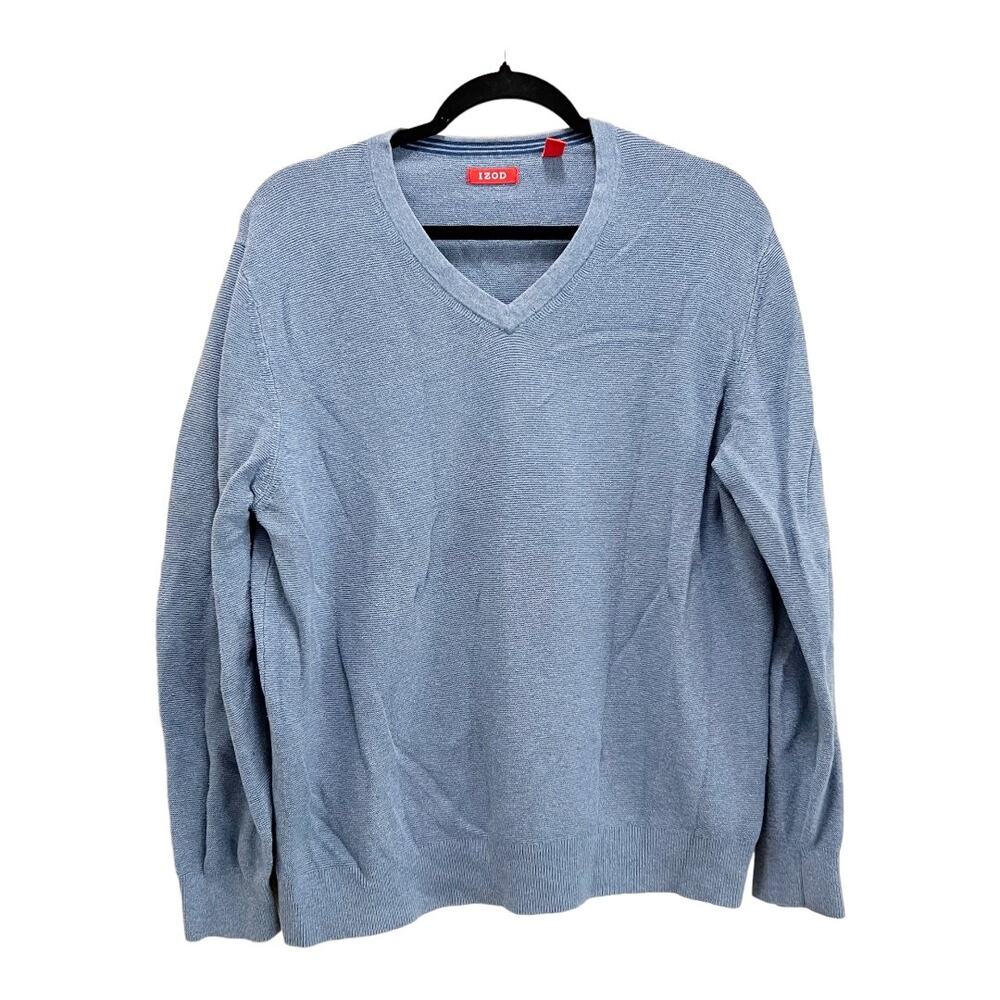 Izod Men's Blue V-Neck Knit Pullover Sweater Size Large